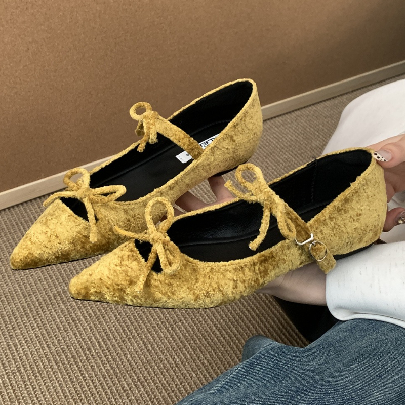 Ballet Flat Women - Butterfly-Knot Pointed Toe Mary Jane Shoes