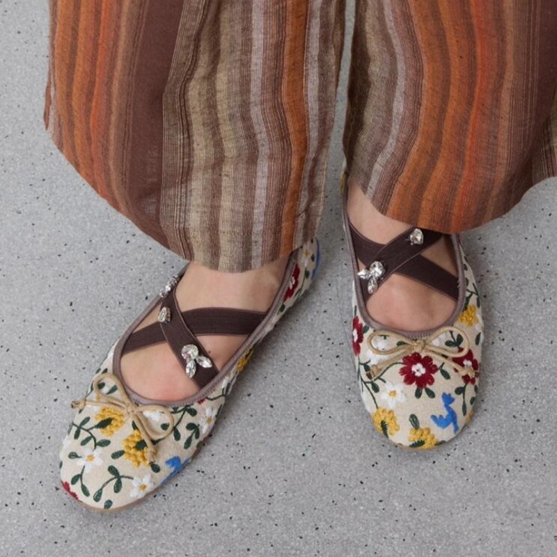 Embroidery Flower Ballet Flats - Ballet Flat Women review and price