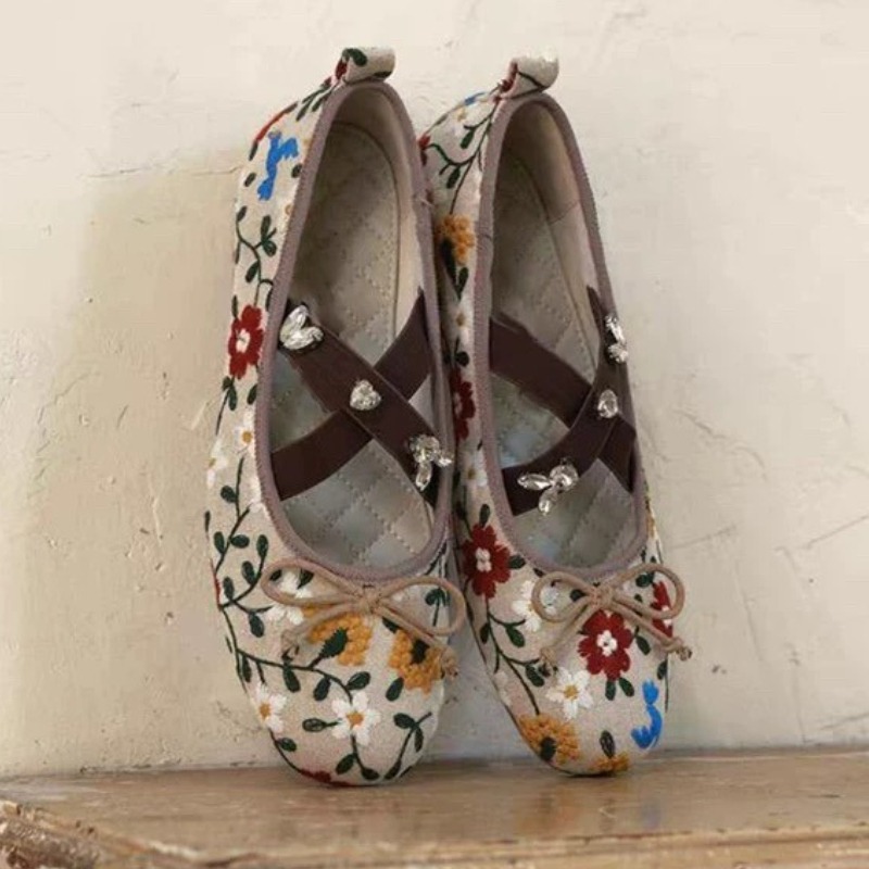 Embroidery Flower Ballet Flats - Ballet Flat Women review and price