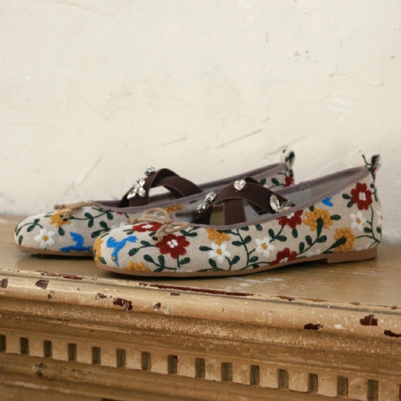 Embroidery Flower Ballet Flats - Ballet Flat Women review and price