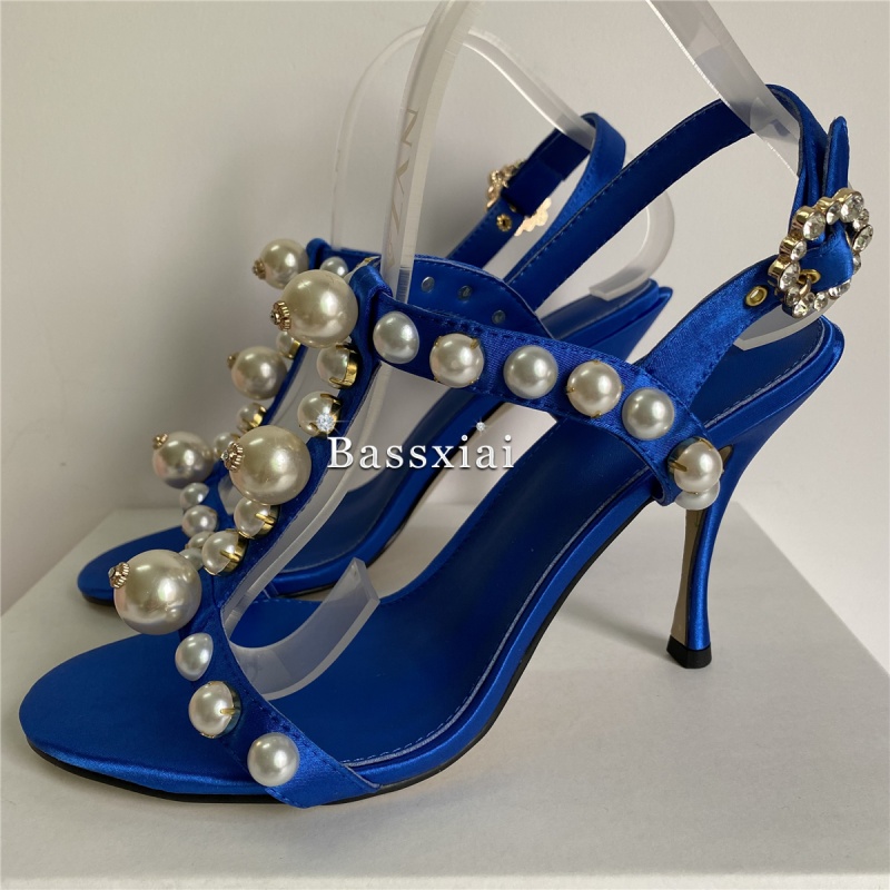 Pearl Bead Decor T-Strap Stile - Strappy Heeled Sandals review and price