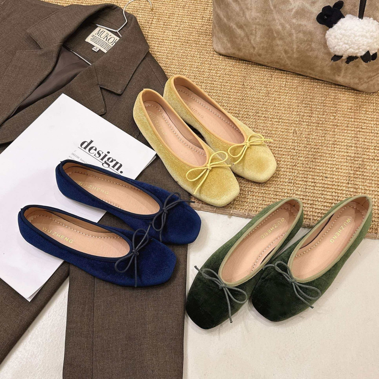 French-style high-end velvet b - Ballet Flat Women review and price