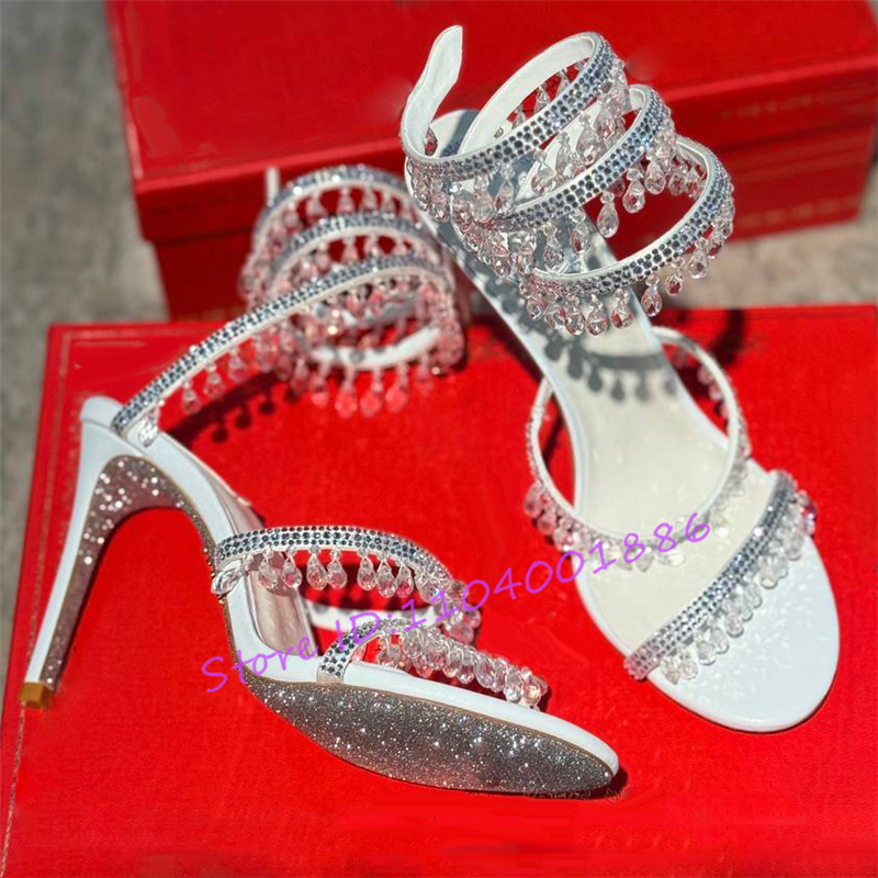 Rhinestone Snake Shape Ankle S - Strappy Heeled Sandals review and price