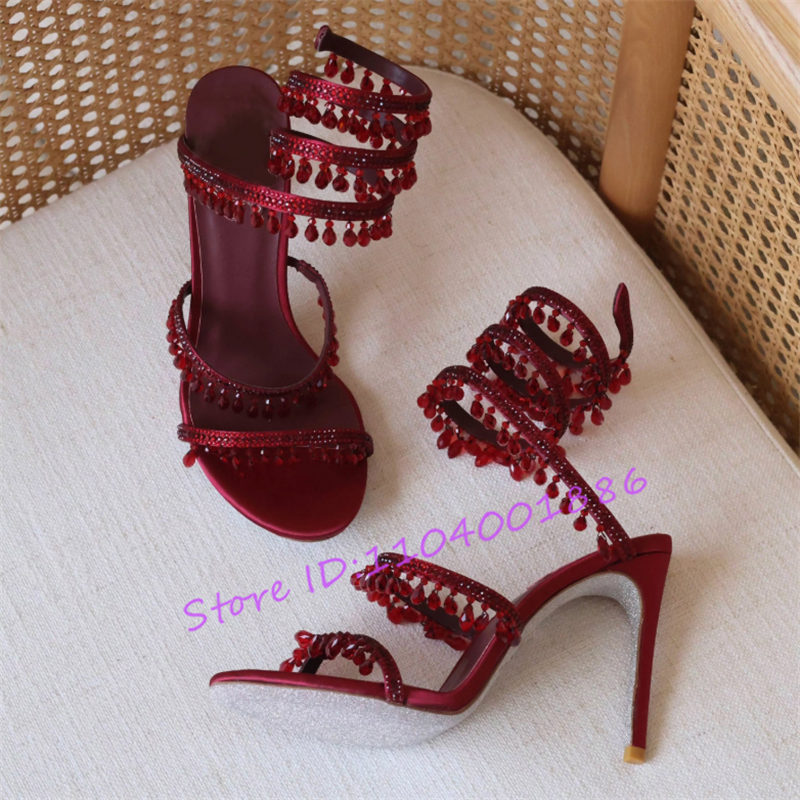 Rhinestone Snake Shape Ankle S - Strappy Heeled Sandals review and price