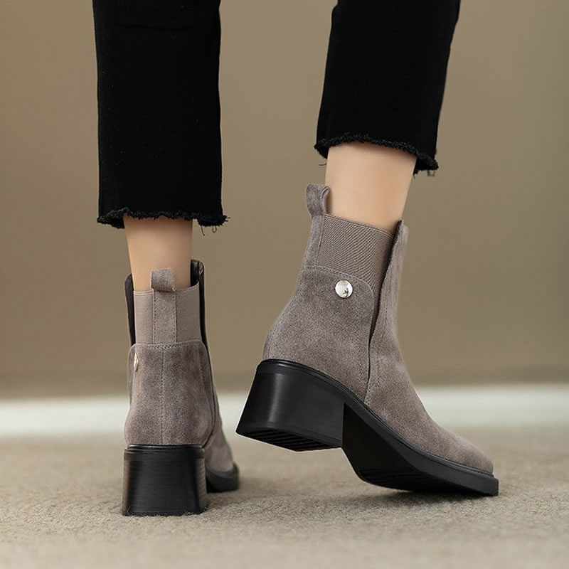Suede Women Chunky Ankle Boots - Women'S Shoes Trending 2025 review and price