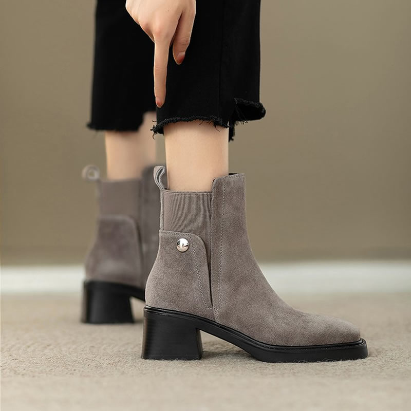 Suede Women Chunky Ankle Boots - Women'S Shoes Trending 2025 review and price
