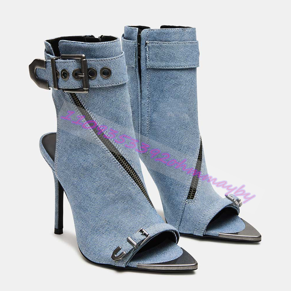 Summer Blue Denim Pointed-Toe  - Women Shoes Boots review and price