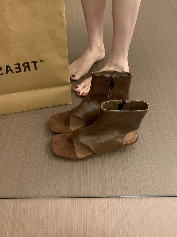 2026 French Retro Brown Short  - Women Shoes Boots review and price