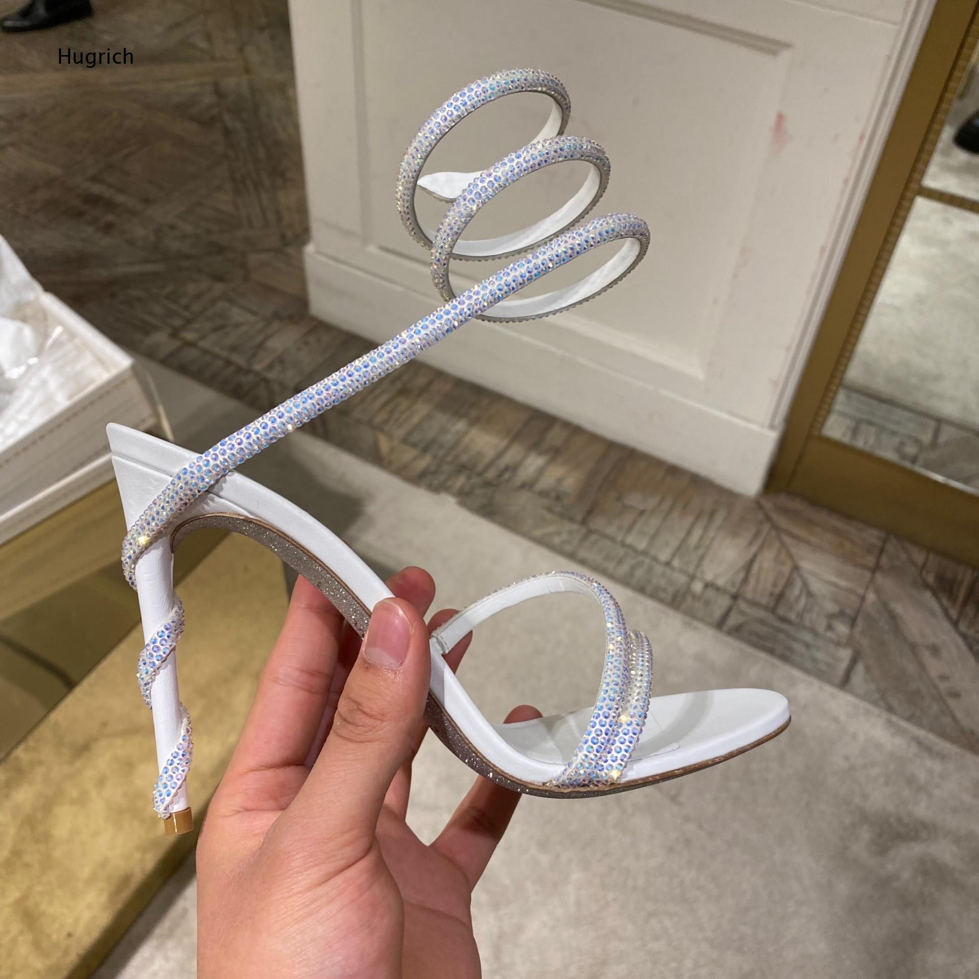 Women Crystal Snake Wrapped An - Strappy Heeled Sandals review and price