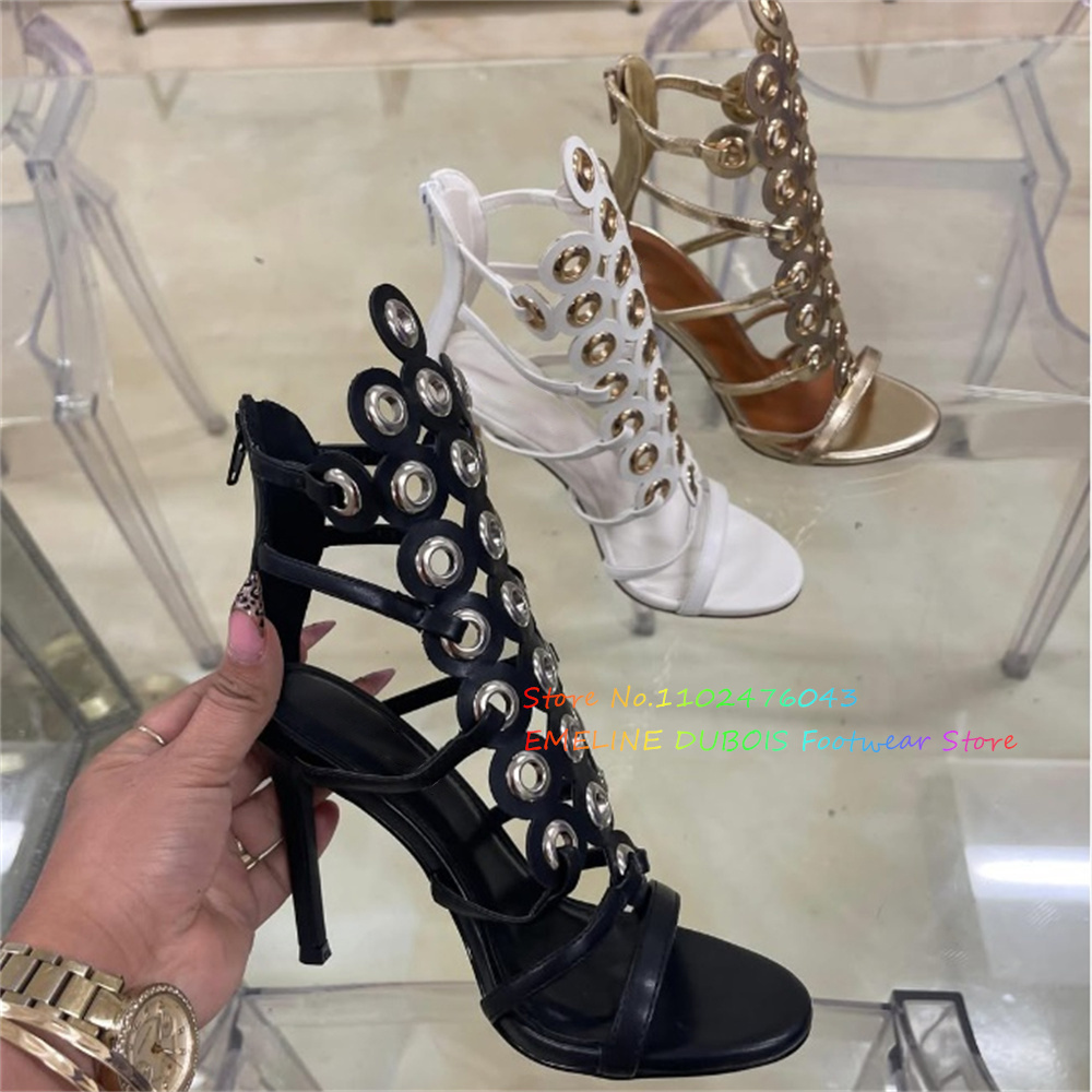 Gold Metal Circle Decor High H - Strappy Heeled Sandals review and price