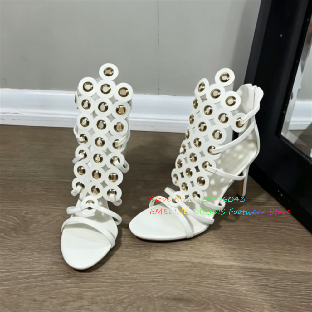 Gold Metal Circle Decor High H - Strappy Heeled Sandals review and price
