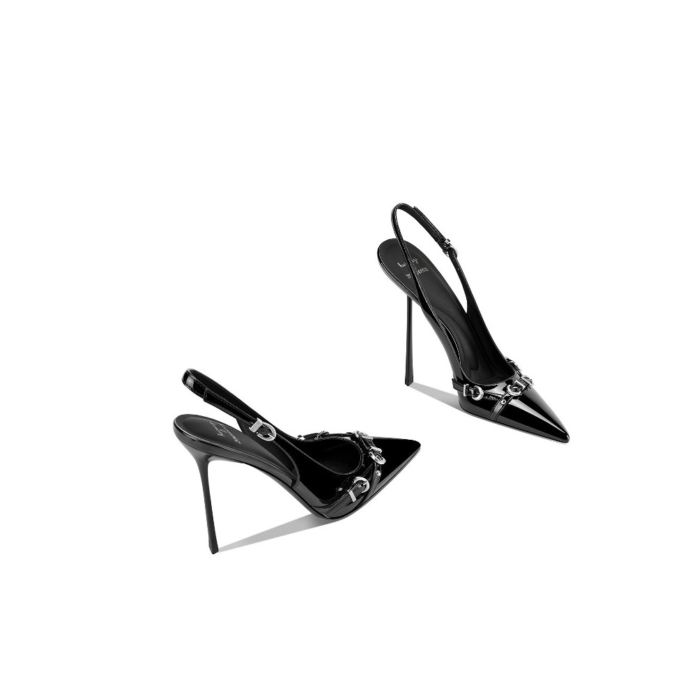Fashionable Black Pointed Toe  - Strappy Heeled Sandals review and price