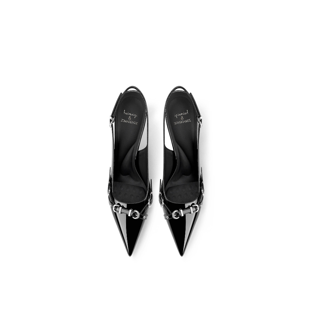 Fashionable Black Pointed Toe  - Strappy Heeled Sandals review and price